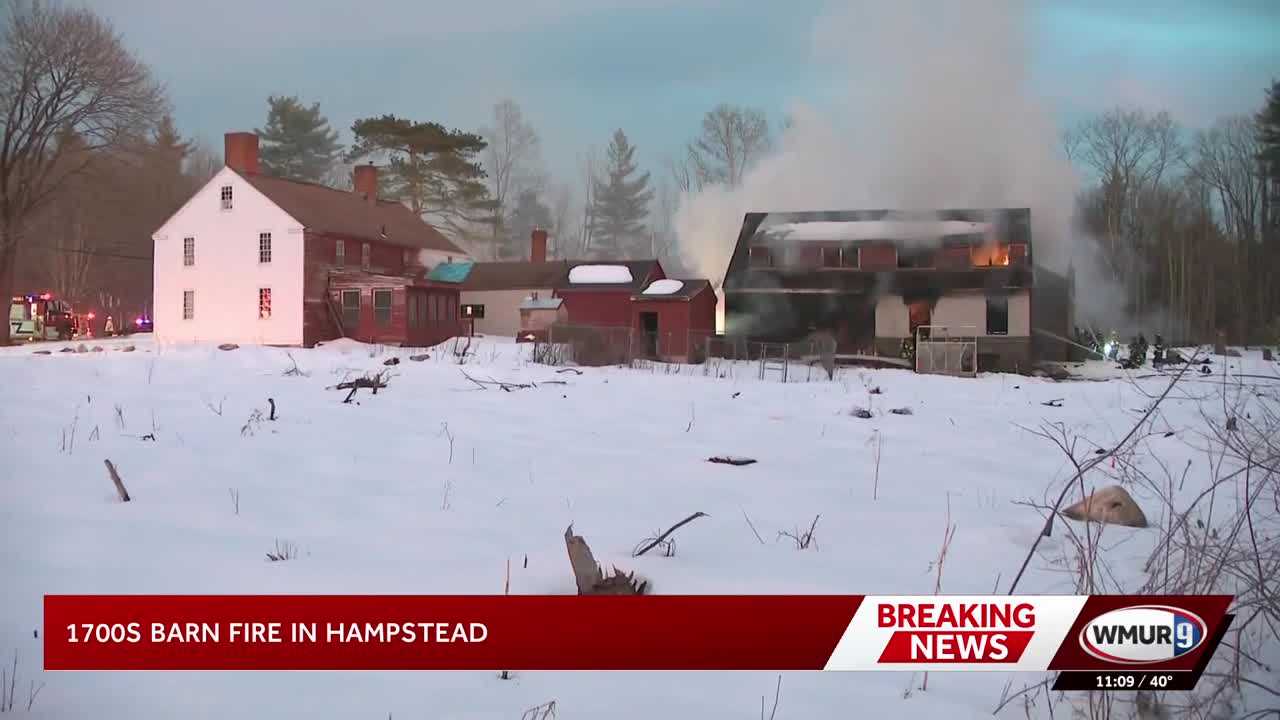 Hampstead barn from 1700s catches fire; no injuries reported